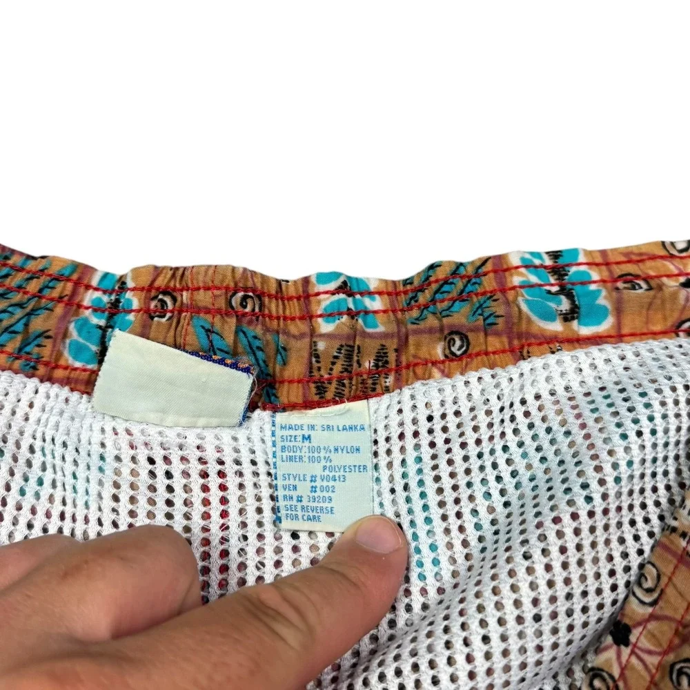 Vintage 90s Pacific Scene Patterned Multicolor Swimming Trunks Men's Medium